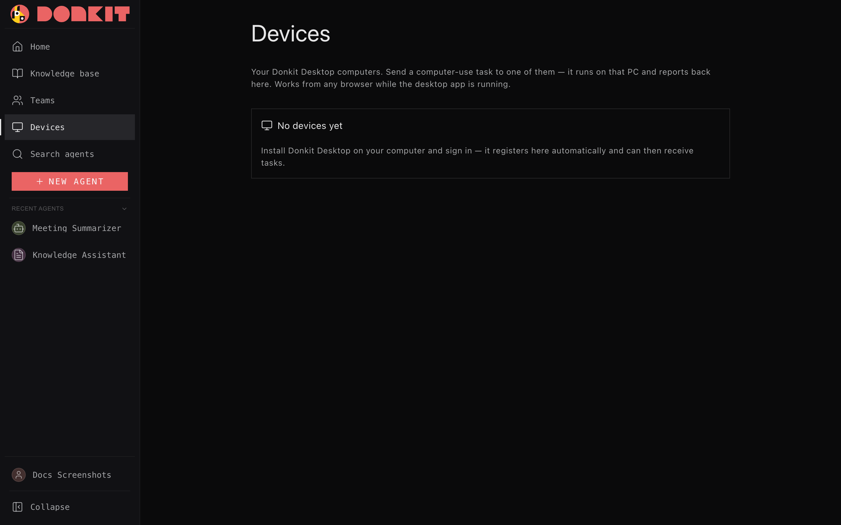 The Devices page — every paired browser and desktop computer in one place